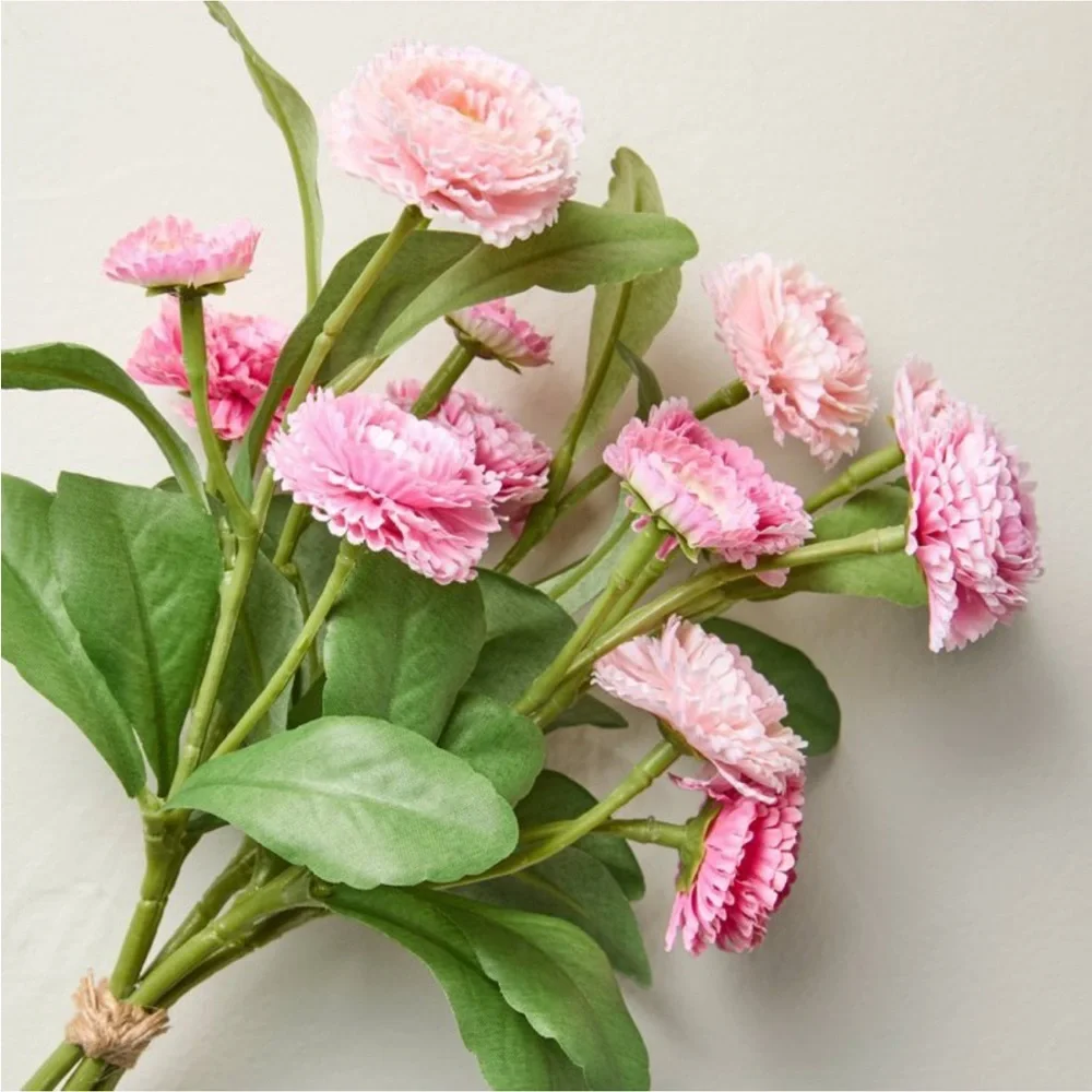Ribbed Milk Glass Bouquet Vase & Mini Pink Strawflower Stem Bundle Hearth & Hand